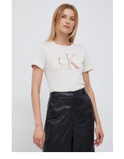 Bluzka t-shirt bawełniany kolor beżowy - Answear.com Calvin Klein Jeans