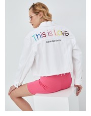 Kurtka kurtka jeansowa damska kolor biały przejściowa oversize - Answear.com Calvin Klein Jeans