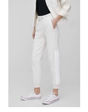 Spodnie spodnie bawełniane damskie kolor szary z aplikacją - Answear.com Calvin Klein Jeans