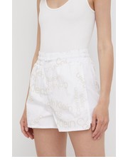 Spodnie szorty damskie kolor biały z nadrukiem medium waist - Answear.com Calvin Klein Jeans