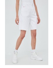 Spodnie szorty jeansowe damskie kolor biały gładkie high waist - Answear.com Calvin Klein Jeans
