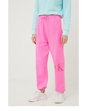 Spodnie spodnie dresowe bawełniane damskie kolor różowy gładkie - Answear.com Calvin Klein Jeans