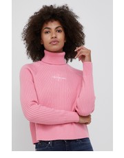 Sweter Sweter z domieszką wełny damski kolor fioletowy lekki z golfem - Answear.com Calvin Klein Jeans