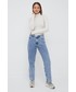 Sweter Calvin Klein Jeans longsleeve damski kolor beżowy z golfem