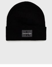 Czapka czapka z domieszką wełny kolor czarny z domieszką wełny - Answear.com Calvin Klein Jeans