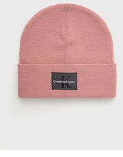 Czapka czapka z domieszką wełny kolor różowy z domieszką wełny - Answear.com Calvin Klein Jeans