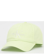 Czapka czapka bawełniana kolor zielony z aplikacją - Answear.com Calvin Klein Jeans