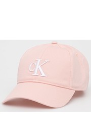 Czapka czapka bawełniana kolor różowy z aplikacją - Answear.com Calvin Klein Jeans
