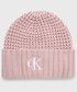 Czapka Calvin Klein Jeans czapka z domieszką wełny kolor różowy z cienkiej dzianiny z domieszką wełny