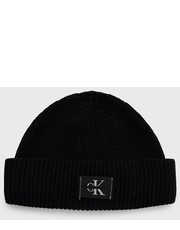Czapka czapka bawełniana kolor czarny z cienkiej dzianiny bawełniana - Answear.com Calvin Klein Jeans