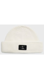 Czapka czapka bawełniana kolor biały z cienkiej dzianiny bawełniana - Answear.com Calvin Klein Jeans