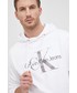 Bluza męska Calvin Klein Jeans Bluza bawełniana męska kolor biały z kapturem z aplikacją