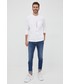 T-shirt - koszulka męska Calvin Klein Jeans longsleeve bawełniany kolor biały z nadrukiem