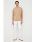 T-shirt - koszulka męska Calvin Klein Jeans t-shirt bawełniany kolor beżowy z nadrukiem