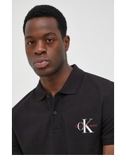 T-shirt - koszulka męska polo bawełniane kolor czarny z nadrukiem - Answear.com Calvin Klein Jeans