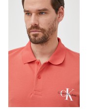 T-shirt - koszulka męska polo bawełniane kolor pomarańczowy z nadrukiem - Answear.com Calvin Klein Jeans