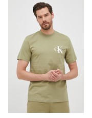 T-shirt - koszulka męska t-shirt bawełniany kolor zielony z nadrukiem - Answear.com Calvin Klein Jeans