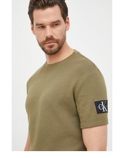 T-shirt - koszulka męska t-shirt bawełniany kolor zielony z aplikacją - Answear.com Calvin Klein Jeans