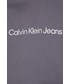 Bluza Calvin Klein Jeans Bluza bawełniana damska kolor szary z kapturem z nadrukiem
