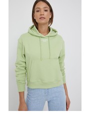 Bluza bluza damska kolor zielony z kapturem z nadrukiem - Answear.com Calvin Klein Jeans