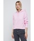 Bluza Calvin Klein Jeans bluza damska kolor różowy z kapturem gładka