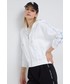 Bluza Calvin Klein Jeans bluza bawełniana damska kolor biały z kapturem z aplikacją