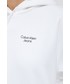 Bluza Calvin Klein Jeans bluza bawełniana damska kolor biały z kapturem z nadrukiem