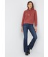 Bluza Calvin Klein Jeans bluza damska kolor czerwony z kapturem z aplikacją