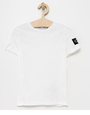 Koszulka T-shirt bawełniany dziecięcy kolor biały gładki - Answear.com Calvin Klein Jeans