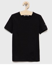 Koszulka T-shirt bawełniany dziecięcy kolor czarny gładki - Answear.com Calvin Klein Jeans