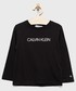Koszulka Calvin Klein Jeans longsleeve bawełniany dziecięcy kolor czarny z nadrukiem
