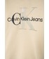 Bluza Calvin Klein Jeans Bluza dziecięca kolor beżowy z kapturem z nadrukiem