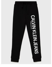 Spodnie Spodnie bawełniane dziecięce kolor czarny z nadrukiem - Answear.com Calvin Klein Jeans