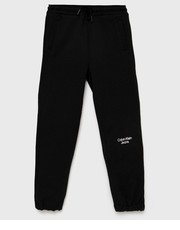 Spodnie spodnie bawełniane dziecięce kolor czarny z nadrukiem - Answear.com Calvin Klein Jeans