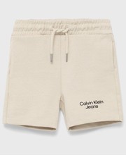 Spodnie szorty bawełniane dziecięce kolor beżowy regulowana talia - Answear.com Calvin Klein Jeans