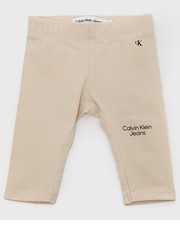 Spodnie legginsy dziecięce kolor beżowy gładkie - Answear.com Calvin Klein Jeans