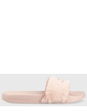 Klapki klapki Slide Fur damskie kolor różowy - Answear.com Calvin Klein Jeans