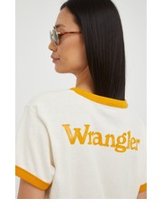 Bluzka t-shirt bawełniany kolor beżowy - Answear.com Wrangler