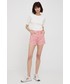 Spodnie Wrangler szorty damskie kolor różowy wzorzyste high waist