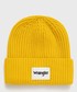 Czapka Wrangler czapka kolor żółty z grubej dzianiny