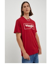 T-shirt - koszulka męska t-shirt bawełniany kolor czerwony z nadrukiem - Answear.com Wrangler