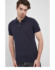 T-shirt - koszulka męska polo bawełniane kolor granatowy gładki - Answear.com Geox
