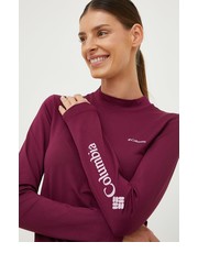 Sweter longsleeve sportowy Hike Performance kolor bordowy z półgolfem - Answear.com Columbia