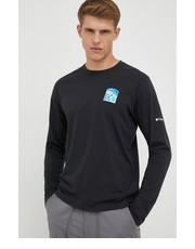 T-shirt - koszulka męska longsleeve męski kolor czarny gładki - Answear.com Columbia
