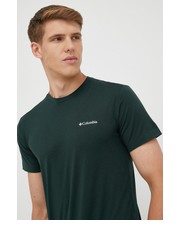 T-shirt - koszulka męska T-shirt sportowy Tech Trail kolor zielony melanżowy - Answear.com Columbia
