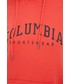 Bluza Columbia bluza damska kolor czerwony z kapturem z nadrukiem