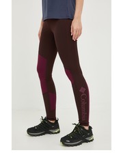 Legginsy legginsy sportowe Lodge Colorblock damskie kolor brązowy z nadrukiem - Answear.com Columbia