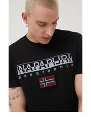 T-shirt - koszulka męska t-shirt bawełniany kolor czarny z aplikacją - Answear.com Napapijri