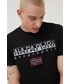 T-shirt - koszulka męska Napapijri t-shirt bawełniany kolor czarny z aplikacją