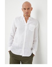 Koszula męska koszula lniana męska kolor biały regular z kołnierzykiem button-down - Answear.com Gant
